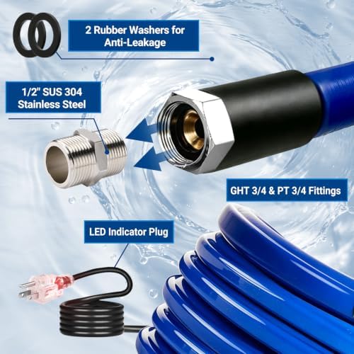75FT Heated Water Hose for RV,-45 ℉ Anti-freezing Heated Garden Hose，Electrically Heated Hose of Rv Accessories，Rv Freshwater Hoses with Fittings - Image 7