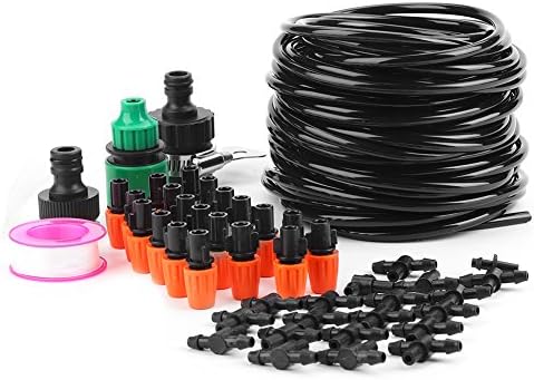 49.2ft Greenhouse Micro Drip Irrigation Kit Automatic Watering System Plant Garden Watering System with Quick Connector, 19 Tee Joints, 20 Nozzles - Image 2