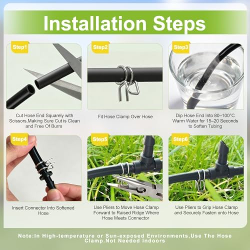 300FT 1/4in Drip Irrigation Tubing with Clamp and Stake,Irrigation Tube Kit - Image 6