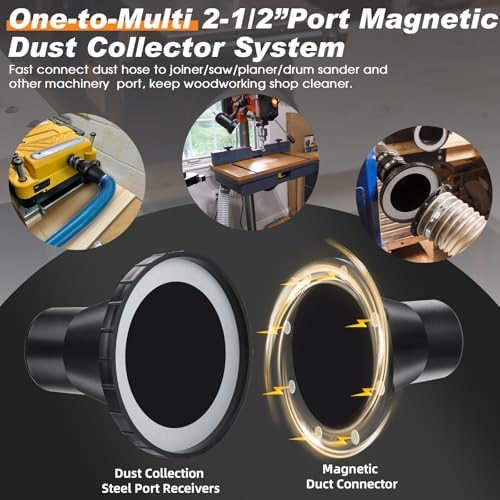 4" to 2.5" Magnetic Dust Collection Fittings for 2-1/2” Shop Vacuum Hose - Image 5