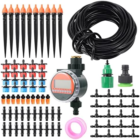 Home Garden Adjustable Automatic Drip Irrigation Misting Spraying Kit with Water Timer Vegetable Flowers Watering Equipment(10m kit) by Unknown