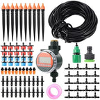 Home Garden Adjustable Automatic Drip Irrigation Misting Spraying Kit with Water Timer Vegetable Flowers Watering Equipment(10m kit) by Unknown