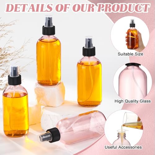 Norme 12 Pcs 8 oz Glass Spray Bottles, Funnels and Labels, Pink, Stylish - Image 3