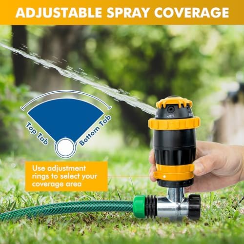 [2 Pack] RESTMO Gear Drive Sprinkler with Metal T-Spike Base,Yellow - Image 4