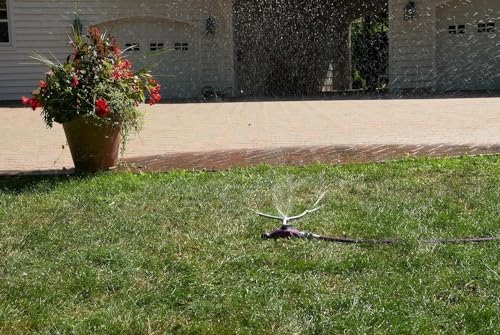 Dramm 15053 ColorStorm Premium 3-Arm Whirling Sprinkler with Heavy-Duty Metal Wheeled Base, Yellow - Image 5