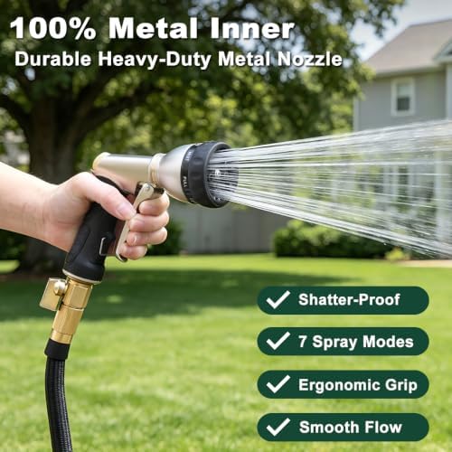 FANHAO Garden Hose Nozzle Heavy Duty, Metal Water Hose Sprayer, Leakproof - Image 2