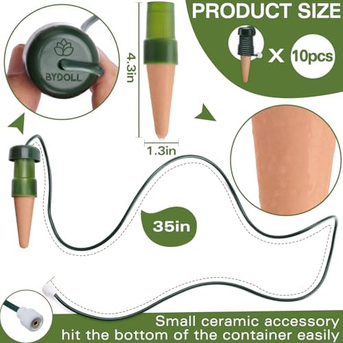 BYDOLL Plant Self-Watering Stakes Automatic Plant Dripper Watering Spikes for Indoor Outdoor Bonsai,Houseplant Insert Devices for Vacation use,Drip Irrigation System(10PCS) - Image 3