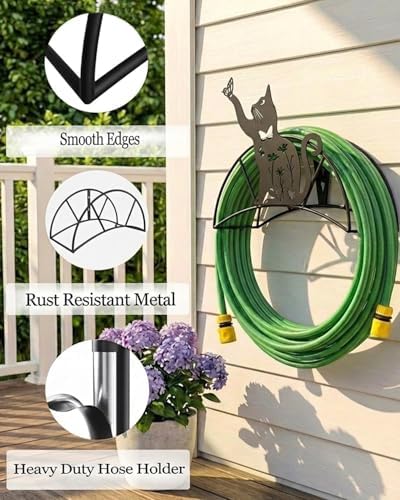 Cat Butterfly Garden Hose Holder Metal Wall Mount Heavy Duty Hanger125'5/8" - Image 3
