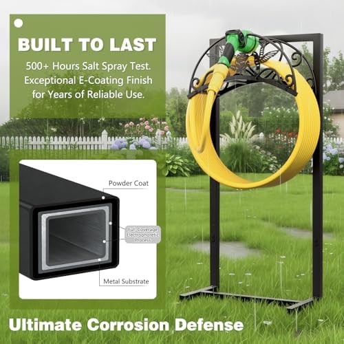 Garden Hose Holder - Upgraded Electrophoretic Coating Anti-Rust Graden Hose Storage Rack with Hummingbird Pattern Holds 150ft, Heavy Duty Garden Hose Hanger, Water Hose Holders for Outside Yard Lawn - Image 3