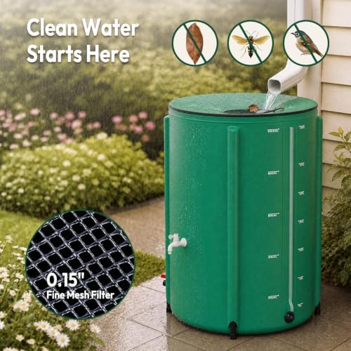 VINGLI Collapsible Rain Barrel Portable Rain Water Collection (Green, 100 Gal w/Scale Line) - Image 4