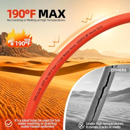 SPECILITE 5-layer 5/8" Hot/Cold Garden Water Hose 75ft, Burst 1200psi - Image 4
