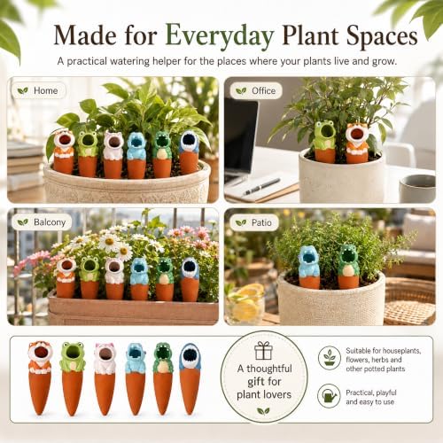 6 Pack Terracotta Self Watering Spikes, Animal Shaped Plant Waterers (#A) - Image 7