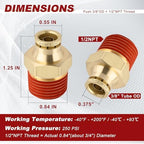 DOT Approved Male Straight Brass Union 3/8" Tube x 1/2" NPT, 10PCS - Image 5