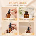 2 oz Amber Small Spray Bottle, Empty Spray Bottles plastic spray bottles Fine Mist Spray for Hair, Travel, Plants, Cleaning Solutions and Skin Care (48) - Image 4