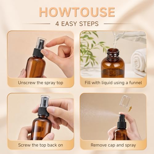 2 oz Amber Small Spray Bottle, Empty Spray Bottles plastic spray bottles Fine Mist Spray for Hair, Travel, Plants, Cleaning Solutions and Skin Care (48) - Image 4