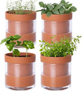 Phoenix Vine 4 Inch Self Watering Planter Pot, Terracotta Clay Pot with Glass Reservoir for Indoor Plants, Herbs, Flowers, Set of 4, 52-A-E-4 by Phoenix+Vine