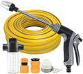 Pressure Washer, Adjustable High-Pressure Hose Nozzle for Car Washing, Garden Watering and Outdoor Cleaning，Foam Cannon + Plastic 3-Way Connector + 15m Round Hose by Unknown
