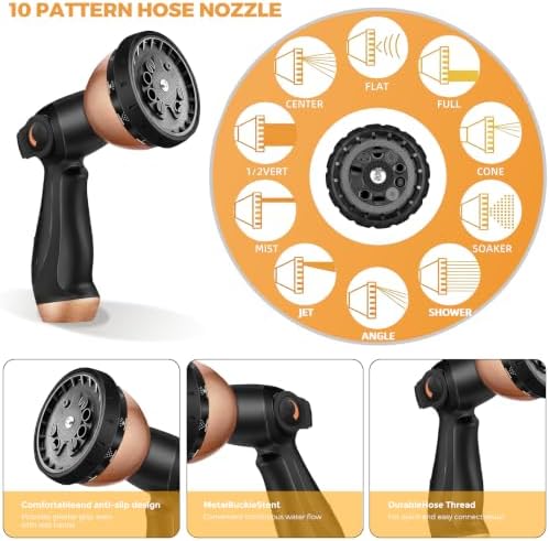 100 ft Expandable Garden Hose, Lightweight Expanding Water Hose with 10 Function Nozzle, 3/4" Solid Brass Fittings, 5-Layer Latex Core, No-Kink Flexible Retractable Hose for Patio, RV, Car Washing - Image 5