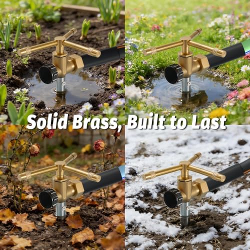 Atlantic 3-Head Solid Brass Sprinkler – Heavy Duty Stainless Steel Spike with 6-Outlet Efficient Irrigation for Lawn, Garden & Farm | Water-Saving Design with Male/Female Hose Connections (2) - Image 5