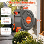100FT Retractable Garden Hose Reel 5/8 Inch Heavy Duty Wall Mounted Retractable Hose Reel with 9-Pattern Nozzle, 180° Swivel Auto Rewind, Any Length Lock Water Hose Reel for Yard Garden Car Washing - Image 7