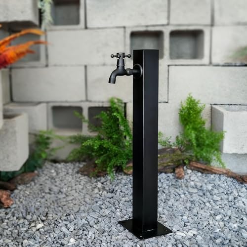 Heavy-Duty Black Square Stainless Steel Outdoor Anti-Freeze Water Pipe Hydrant with Freestanding Hose Stand & Faucet for Efficient Irrigation - Hexagonal Pile Design - Image 4