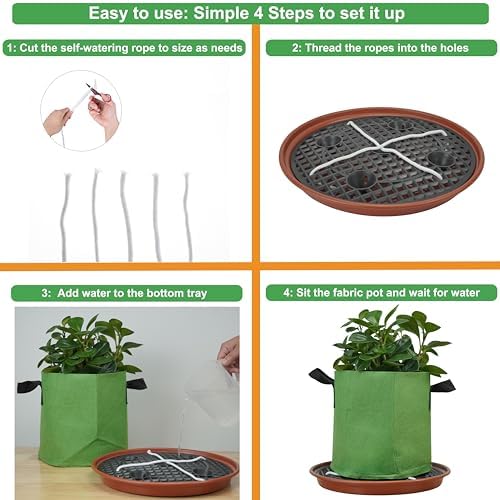 8 Pack 13 inch Self Watering Base for Fabric Grow Bag, Self-watering Plastic Elevated Plant Saucer Stand, Automatic Watering Tray for Non-woven Planter Flower Pot Growth Tent Greenhouse Indoor Outdoor - Image 3