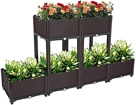 Raised Garden Beds, Planter Box, Self-Watering Plastic Planter for Indoor Outdoor Vegetables, Fruits, Potato, Flowers (6 Pcs) by CoolGrows