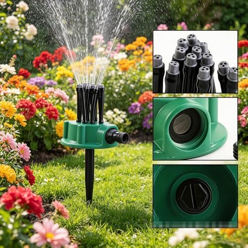 12 Nozzle Garden Sprinkler for Irregular Areas, Adjustable Multi-Head Irrigation Tool with 3-Stream Tips, Water-Saving Sprayer for Patio Set (green02) - Image 3