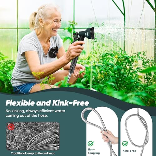 CXEZSIK Garden Hose metal 50ft Lightweight, Non-Expanding, Leak-Proof - Image 4