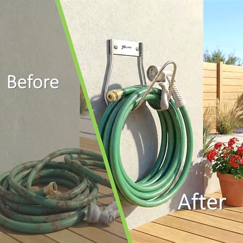 JBscoop Garden Hose Holder Stainless Steel Small Wall Mount Garden Hose Hook, Ideal for Water, Air, Hydraulic Hose, Ropes, Extension Cords Heavy Duty & Rust Proof Set of 2 - Image 7