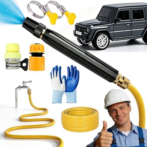 Multifunctional Car Wash Tool, Heavy Duty Adjustable Twist Hose Nozzle Jet Sweeper Nozzle, Powerful High-Pressure Home Car Wash & Garden Sprayer (Set C（with 5m Hose) by Unknown
