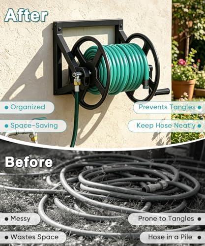 Artigarden Garden Hose Reel Wall Mounted, Outdoor Water Hose Holder Black - Image 6