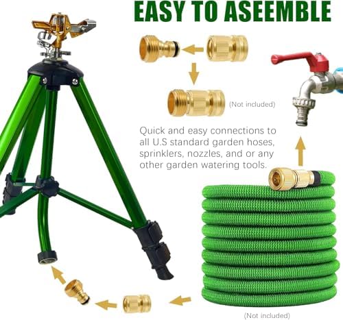 2 Pack 360° Rotating Brass Impact Sprinkler, Adjustable 16-37in Metal Tripod Sprinkler, 20-35FT Spray Range, 80PSI Max Pressure, 3/4in Standard Hose Connector for Lawn Yard Garden Irrigation - Image 5