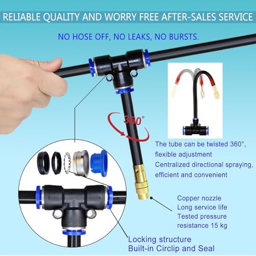 98Ft Greenhouse Drip Irrigation Kit Automatic Irrigation System 360°Adjustable 30 Brass Spray Nozzles 1/2'' Irrigation Tubing Hose Patio Misting Plant Watering with Blank Distribution Tubing Hose - Image 4