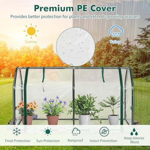 Happygrill Portable Mini Greenhouse w/Roll-up Zipper Door & PE Cover - Image 3