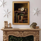 Gold Vintage Framed Antique Books and Compass Wall Art Print - Image 4