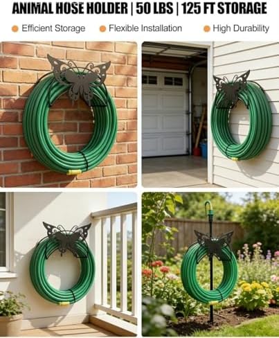 Garden Hose Holder Metal Wall Mount HeavyDuty 125'5/8"Butterfly Hose Hanger - Image 6