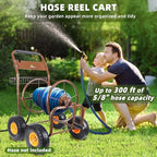 WERMAH Upgrade Hose Reel Cart, Garden Hose Cart 4 Wheels, Holds 300ft 5/8" - Image 2