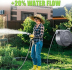 Retractable Garden Hose, 1/2" x 160 ft Wall Mounted Garden Hose Reel with 10-Pattern Hose Nozzle, Heavy Duty Water Hose Any Length Lock,Slow Return System,180°Swivel Bracket - Image 6