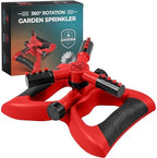 Joeys Garden Rotating Lawn Sprinkler for Yard & Kids, 360° Coverage, Red by Joeys+Garden