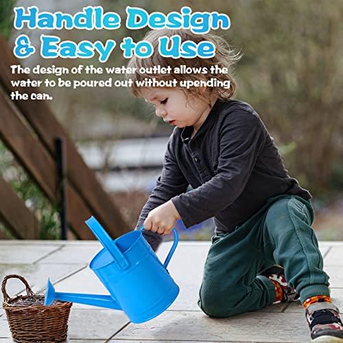 Blue Metal Watering Can, 1.5L for Kids Comfort Handle - Image 5