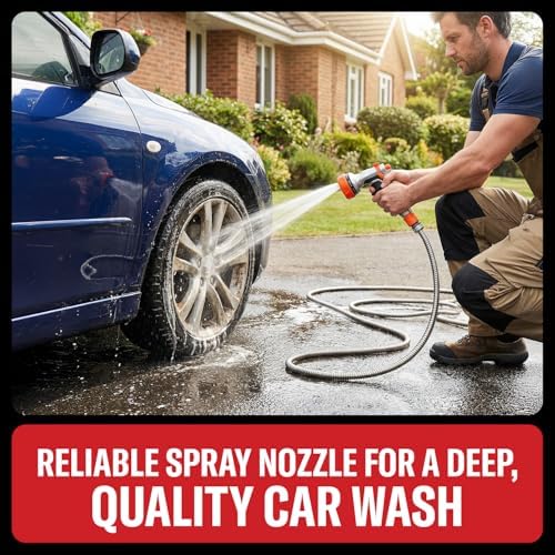 Heavy-Duty Metal Garden Hose Nozzle Sprayer- 316 Stainless Steel - High-Pressure 120 PSI - Multi-Function Spray with Ergonomic Handle - 10 Way - Image 4