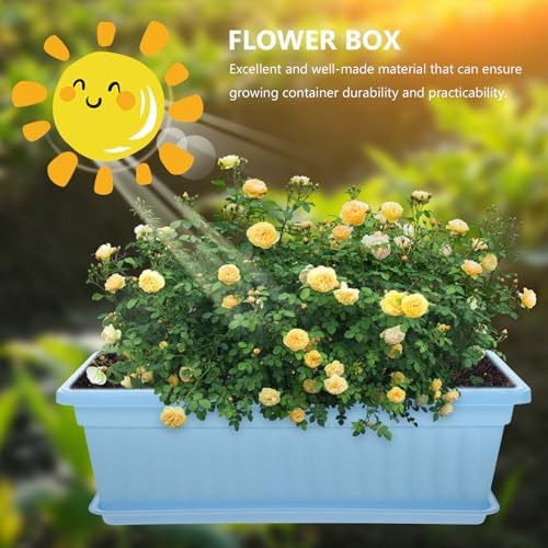 4 Pack Rectangular Window Box Planters with Tray and Drainage - Image 4