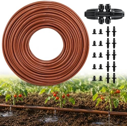 1/4 Drip Irrigation Tubing 500FT Brown Drip Line, 0.5GPH Emitters Every 6In by Unknown