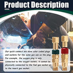 QDB10 Torch to Hose Quick Connect Kit, Precision Brass with Check Valves, 9/16" B Thread, Red Fuel/Green Oxygen Color Coded Couplers, 29PSI Fuel & 145PSI Oxygen Rated for Welding Cutting Torch Hoses - Image 2