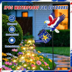 NBQQ Solar Watering Can Light Blue Metal Patriotic Eagle 4th of July Decor - Image 4