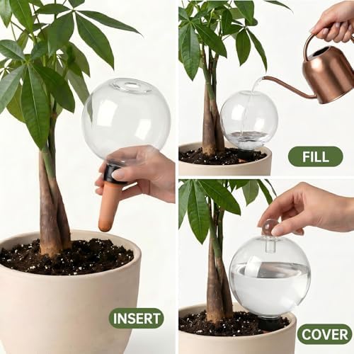 EX-Large Plant Watering Globes with Cover 26oz Top Fill Plastic Water Bulbs Self Watering Planter Inser, Slow Release Terracott, Plant Watering Devices for Plants, 6 Pack - Image 4