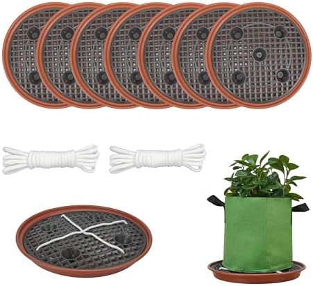 8 Pack 13 inch Self Watering Base for Fabric Grow Bag, Self-watering Plastic Elevated Plant Saucer Stand, Automatic Watering Tray for Non-woven Planter Flower Pot Growth Tent Greenhouse Indoor Outdoor by OrimercGarden