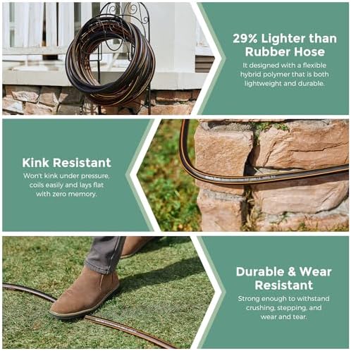 Giraffe Hybrid Garden Hose 5/8" x 25ft, Custom Length, NO Kink, Flexible, Leakproof Hose with Male to Female Fittings, 600 Burst PSI - Image 4