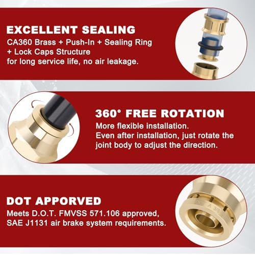 DOT Approved Male Straight Brass Union 3/8" Tube x 1/2" NPT, 10PCS - Image 4